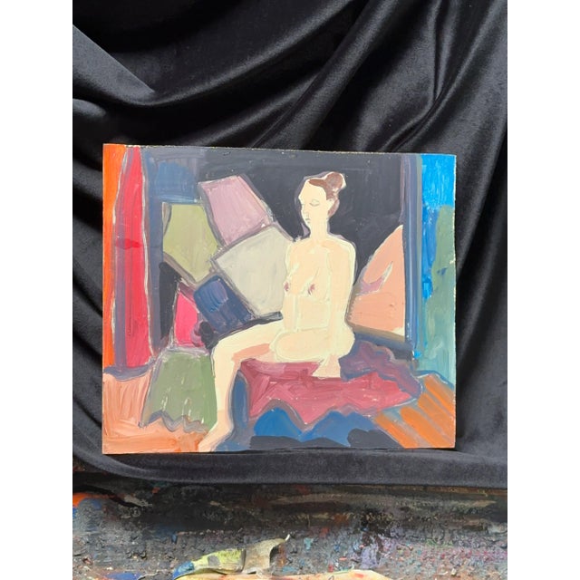 Boho Chic Figure on Panel Original Expressionist Painting James Hartman For Sale - Image 3 of 4