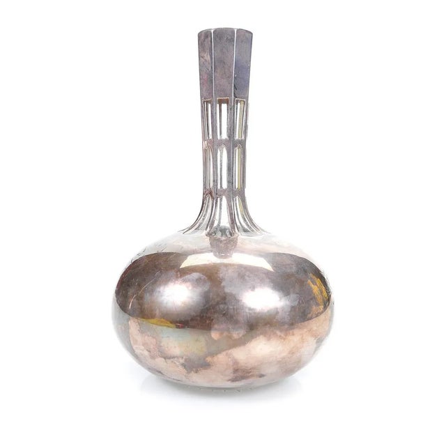Art Deco Glass Decanter Bottle W/ Heavy Sterling For Sale