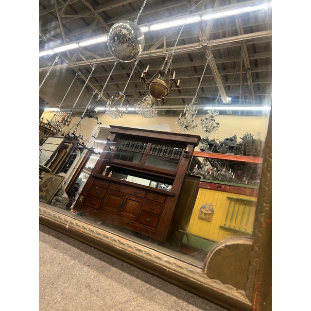 Vintage 1930's Charm Oversized Wall Mirror With Red Accents For Sale - Image 12 of 12