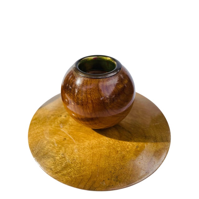 Chocolate Vintage Myrtlewood Sculptural Candleholders For Sale - Image 8 of 8