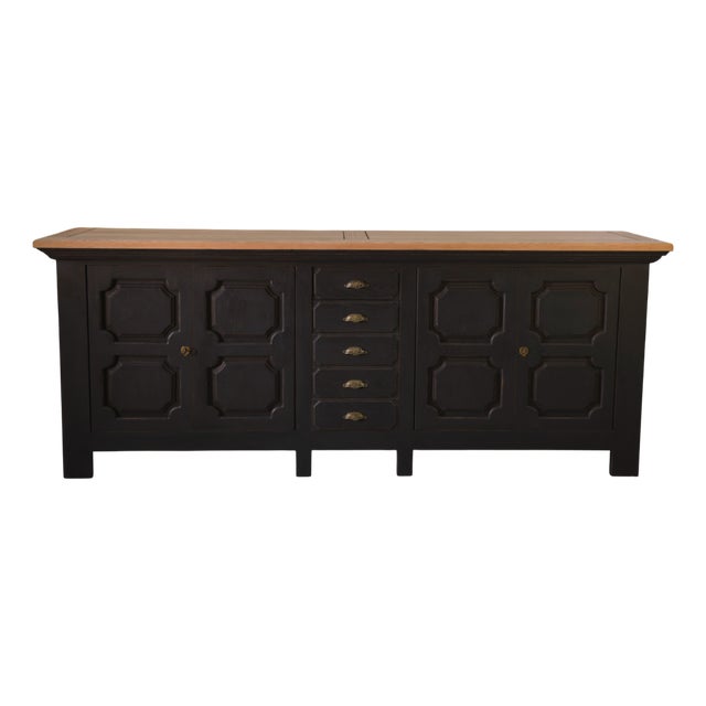 Large Buffet with 4 Doors 5 Drawers in Oak, 1950s For Sale