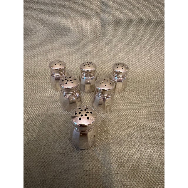 Set of Six Individual Sterling Silver Salt Shakers, 20th Century