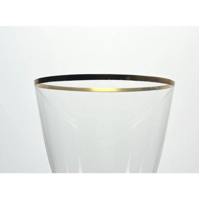 1960s Vintage Mid-Century Modern Minimalist 6 Gold Rim Crystal Wine Glasses - Set of 6 For Sale In Dallas - Image 6 of 6