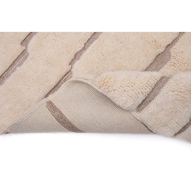 Minimalist Linear Hand-Knotted Moroccan Wool Rug | 12'0" X 8'4" | One of a Kind For Sale - Image 6 of 8