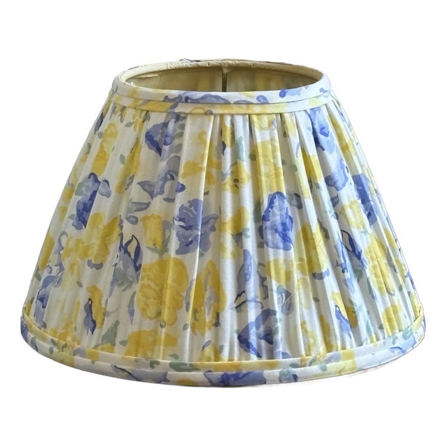 1990s Gathered Pleated Floral Cotton Lamp Shade For Sale