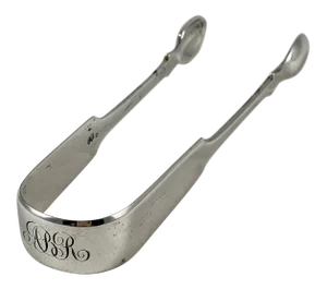 English Sterling Silver Fiddle Pattern Sugar Tongs, Dated 1865