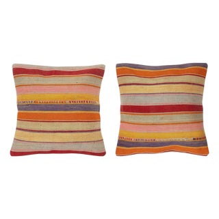 20"x20" SET OF 2 - Hand-Woven Kilim Cushion Covers. A pair of Lace Pillow Covers For Sale