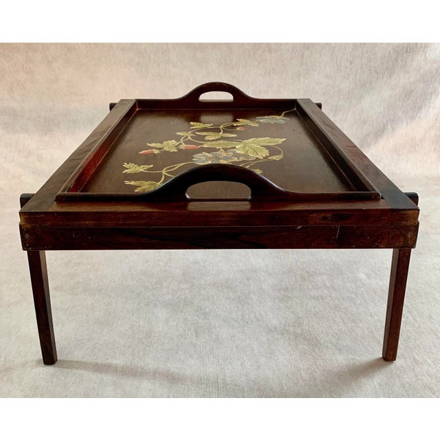 Vintage Hand-Painted Breakfast-In-Bed Tray W/ Stand For Sale In Washington DC - Image 6 of 13