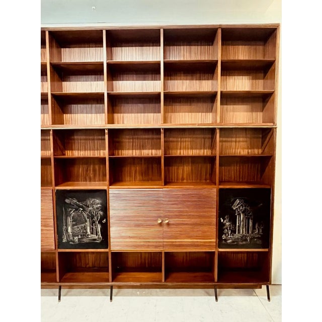Bookcase Veneered in Mahogany with Elements Engraved by Tommaso Gnone ...