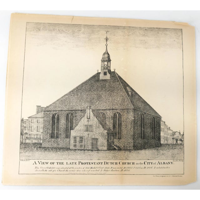19th Century Lithograph Print of Protestant Dutch Church in Albany New York For Sale - Image 9 of 9