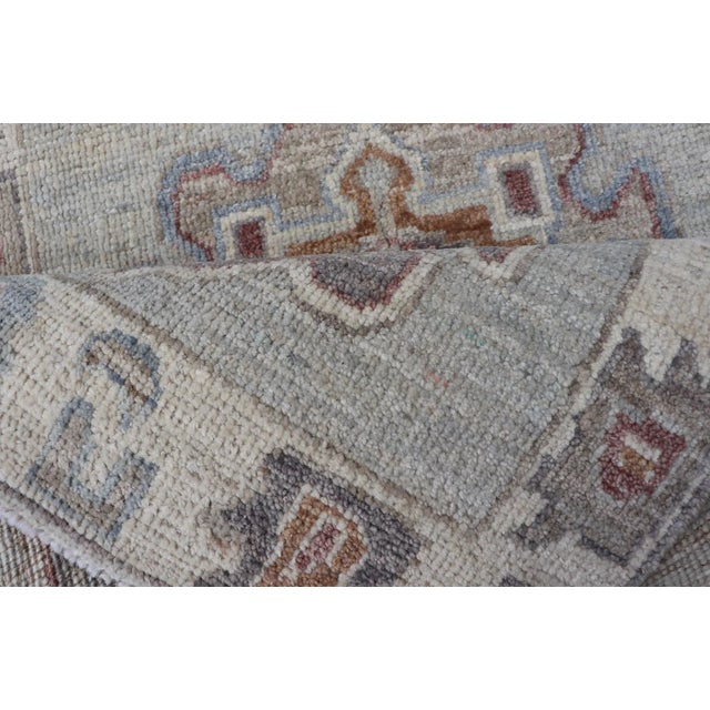 Textile Modern Oushak Medallion Motif's on Light Grey Background and Earthy Tones For Sale - Image 7 of 8