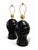 Black Vintage 1980s Postmodern Black Glazed Ceramic Table Lamps — Pair For Sale - Image 8 of 9