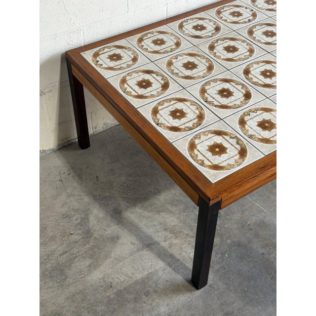 1970s Rosewood Ceramic Tile Top Coffee Table Danish Mid-Century Modern 1970s For Sale - Image 5 of 10