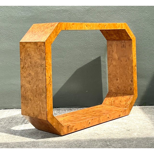 Wood Vintage Burl Wood Console Table For Sale - Image 7 of 13