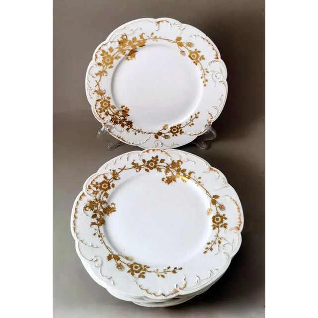 Gold French White Porcelain Plates with Gilt Decor from Haviland, Limoges, 1902, Set of 6 For Sale - Image 8 of 13