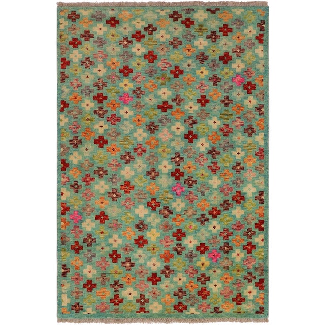Shabby Chic Balochi Blue/Rust Wool Rug - 3'2''x5'1'' For Sale - Image 11 of 11