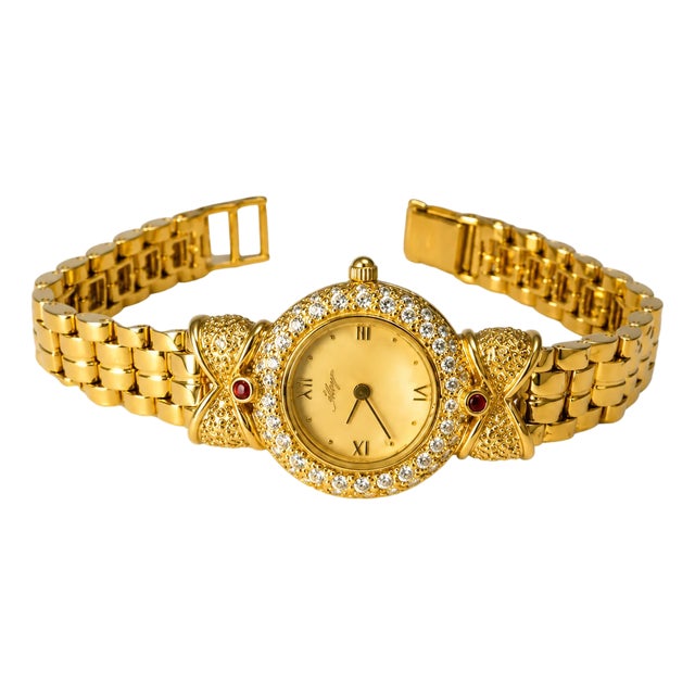 Late 20th Century 14K Yellow Gold Allegro Diamond Ladies Wristwatch Wrist Watch For Sale