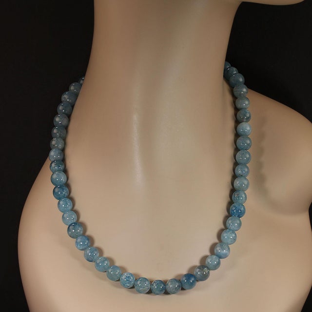 Ajd 27 Inch Translucent Aquamarine Necklace March Birthstone For Sale - Image 4 of 6