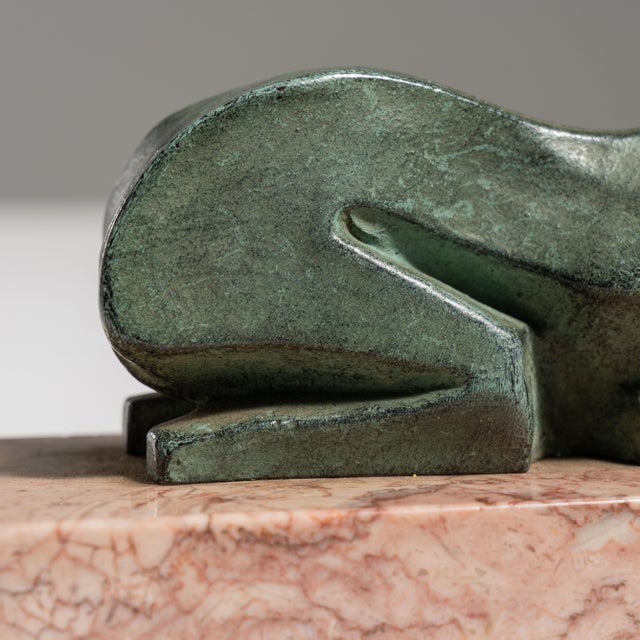 Pair of 1920s French Forest Green Art Deco Signed Figures on Marble Bases For Sale - Image 13 of 15