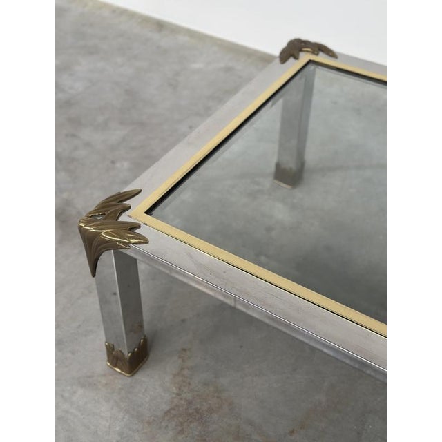 Vintage Chrome and Brass Coffee Table with Sculptural Leaf Details, 1970s For Sale - Image 11 of 13