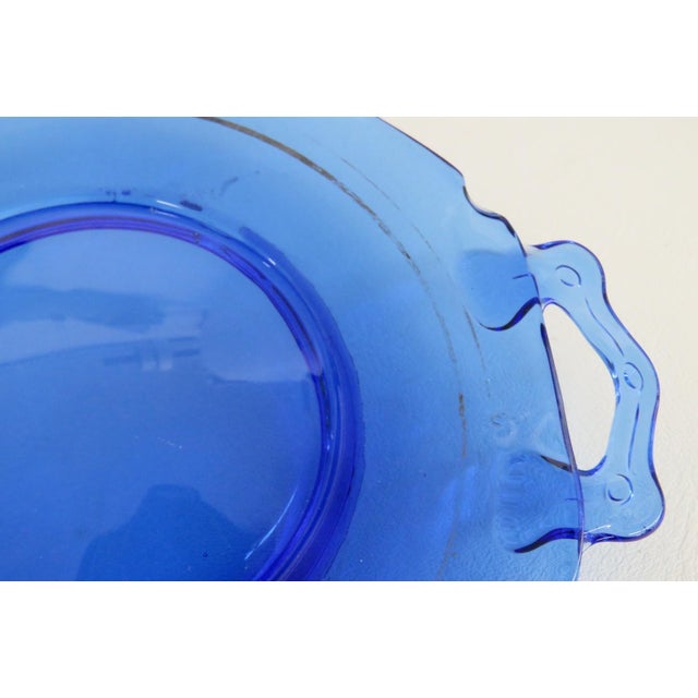 Early 20th Century Le Smith Mount Pleasant Cobalt Blue Glass Plates With Handles Set of Five For Sale - Image 14 of 18