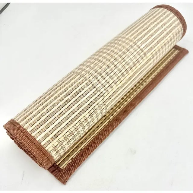 Table Mats Bamboo Set of 8 Natural Beige White For Sale - Image 9 of 9