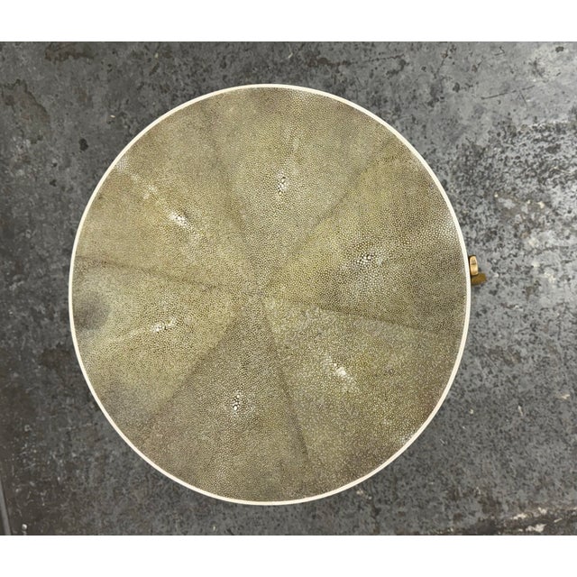 Mid Century Style Shagreen + Brass Side Table For Sale In San Francisco - Image 6 of 12
