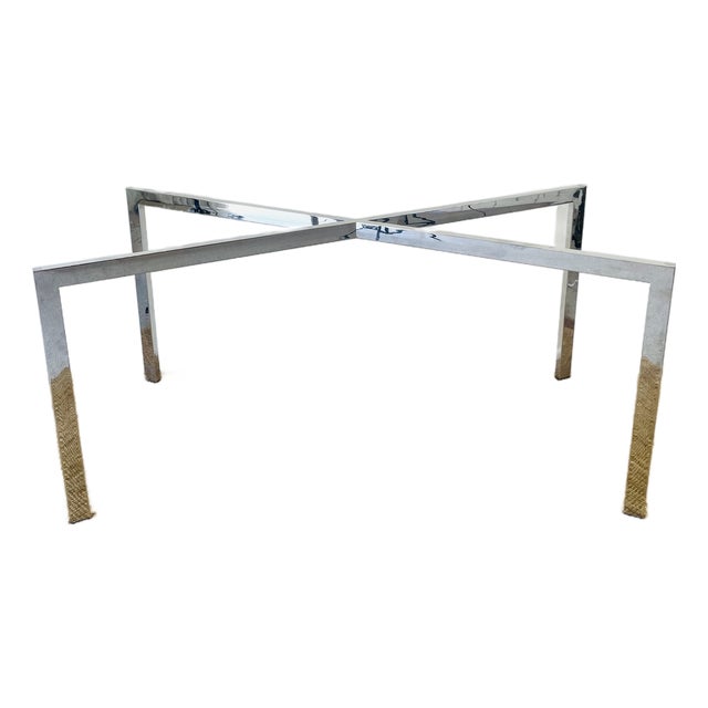 Vintage 1970s Milo Baughman Style Chrome X Base Mid Century Modern Chrome Dining Table Base For Sale