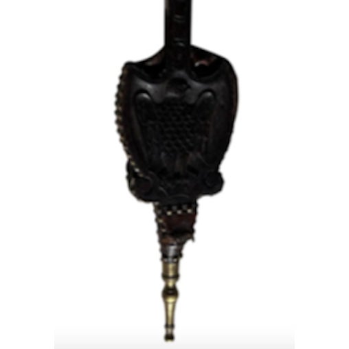 American Early American Wood and Leather Bellows With Ornate Tooled Eagle For Sale - Image 3 of 5
