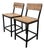Industrial Acacia Wood + Metal Barstools, Pair For Sale