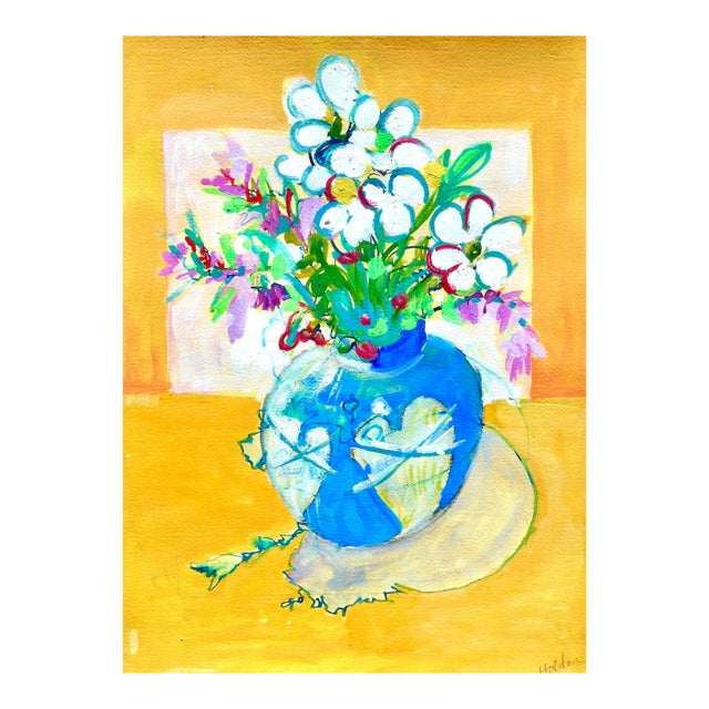 "Flowers in a Heart Vase" Contemporary Painting For Sale