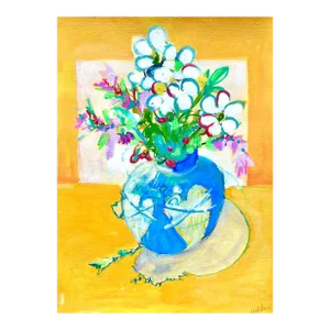 "Flowers in a Heart Vase" Contemporary Painting