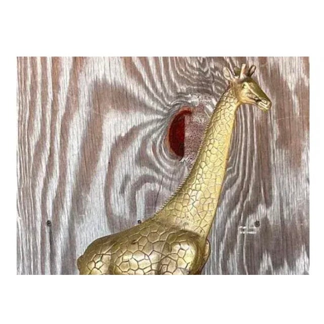Vintage Hollywood Regency Brass Giraffe Sculpture For Sale - Image 9 of 13