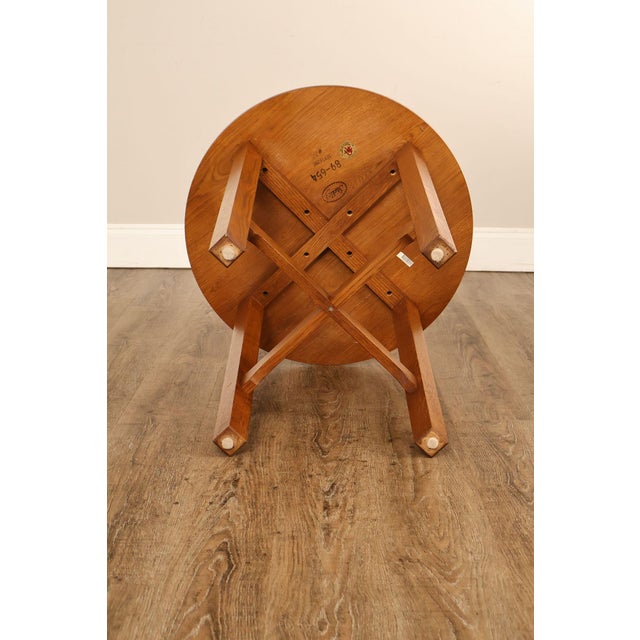 Stickley Mission Ellis Inlaid Round Oak Side Table For Sale - Image 17 of 18