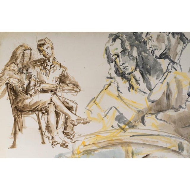 Unknown, Depicting a Couple, 20th Century, Watercolour on Paper For Sale - Image 3 of 7