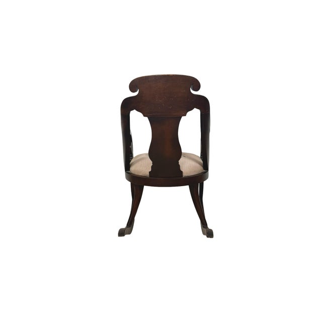 Antique American Carved Wood Rocking Chair With Needlepoint Seat For Sale - Image 11 of 18