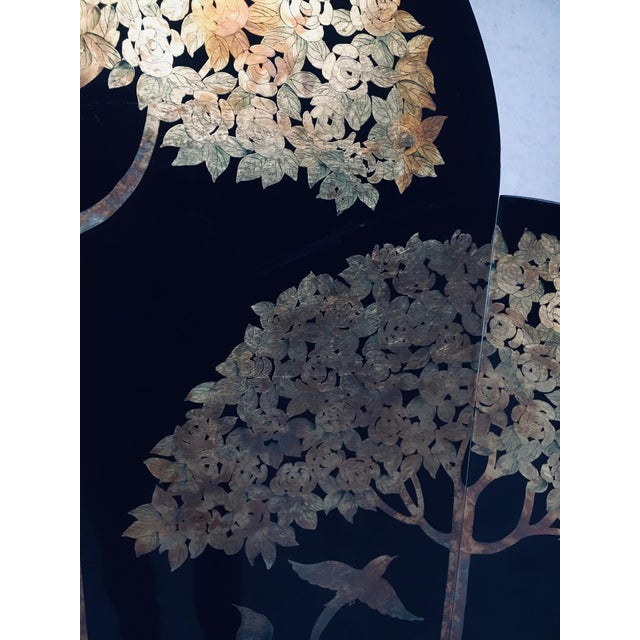 Asian Art Deco Revival Black and Gold Leaf Room Divider, 1980s For Sale - Image 12 of 18