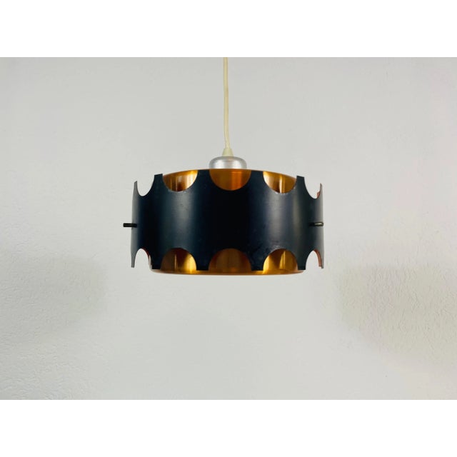 Mid-Century Modern Copper and Black Pendant Lamp, 1960s For Sale - Image 3 of 7