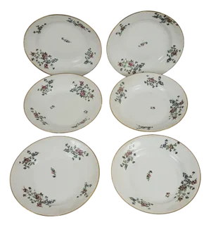 Barbeaux Porcelain Soup Plates from Limoges, 1950s, Set of 6