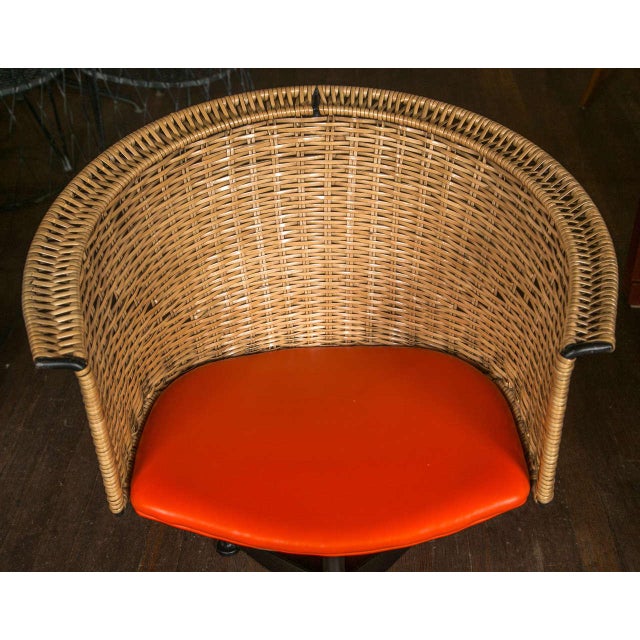 1960s 1960s Iron & Rattan Swivel Chairs - A Pair For Sale - Image 5 of 9