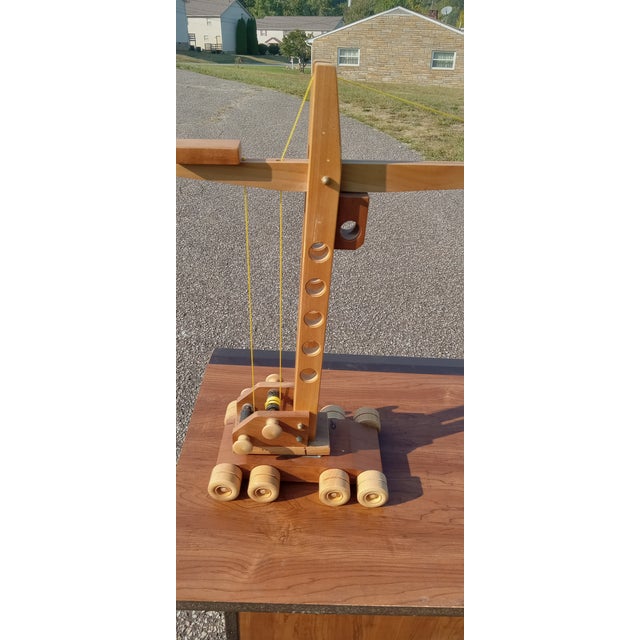 Wood Vintage Handmade Wooden Toy Crane For Sale - Image 7 of 11