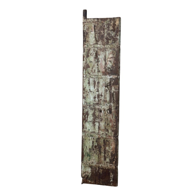 Wood Antique Indian Painted Teakwood Gujarati Door For Sale - Image 7 of 9