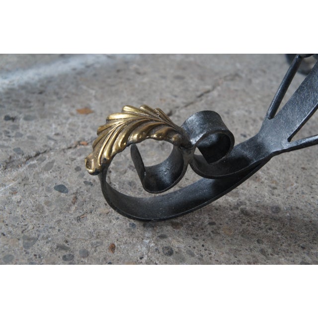 1990s Maitland Smith French Empire Style Iron & Inlaid Stone Round Center Dining Table For Sale - Image 10 of 12