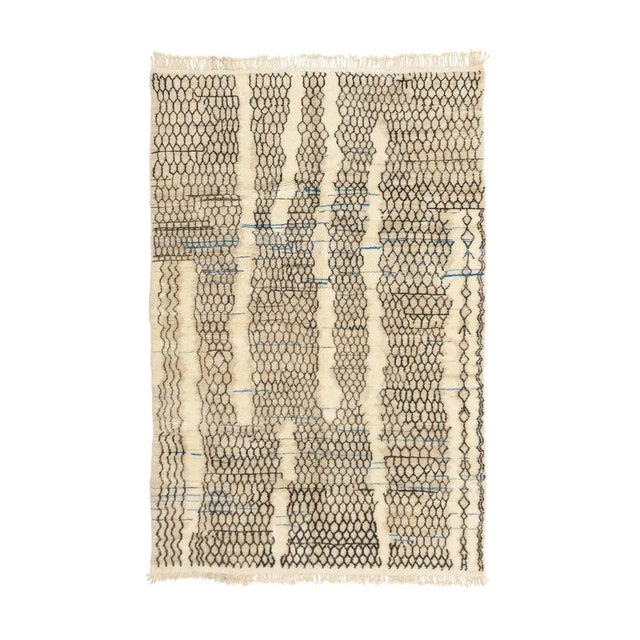 Blue Hand-Knotted Wool Rug by Azele Studio For Sale - Image 8 of 8