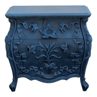 Late 20th Century Carved Blue Nightstand For Sale