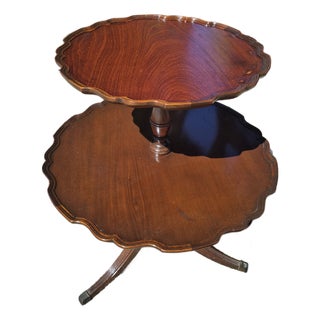 Vintage Two-Tier Mahogany Dumbwaiter Table For Sale