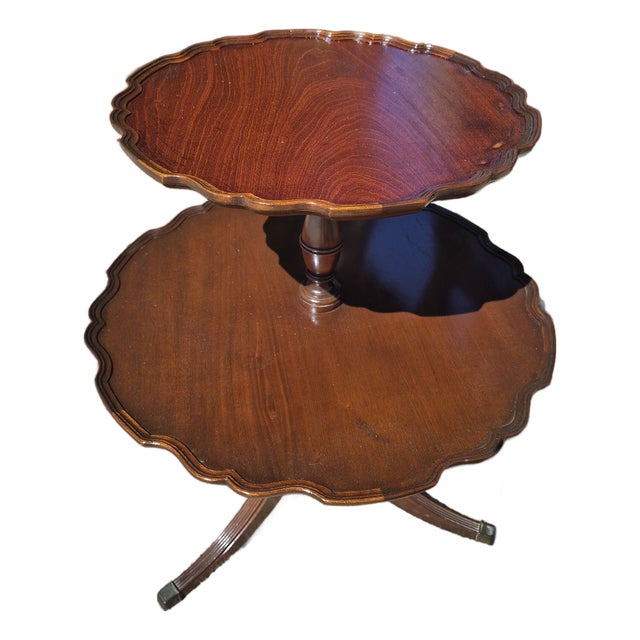 Vintage Two-Tier Mahogany Dumbwaiter Table For Sale