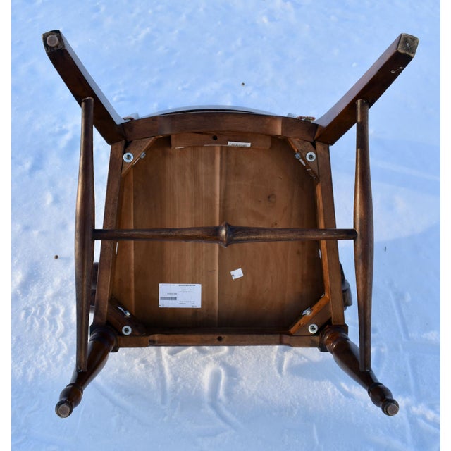 1980s Bernhardt Mahogany Arm Chairs Pair Vintage Stretcher Base 80s For Sale - Image 5 of 13