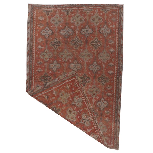 Red Vintage Turkish Kilim 9' X 14' For Sale - Image 8 of 8