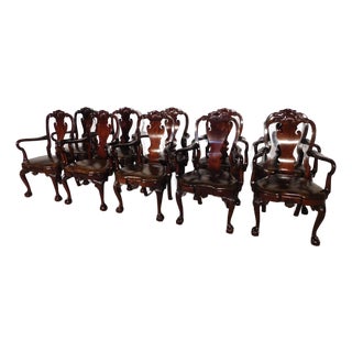 Set of 10 Kindel Winterthur Mahogany Queen Anne Ball Claw Dining Arm Chairs For Sale
